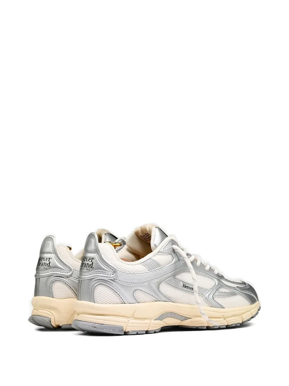 The Mercer Brand Metallic-leather Sneakers In White