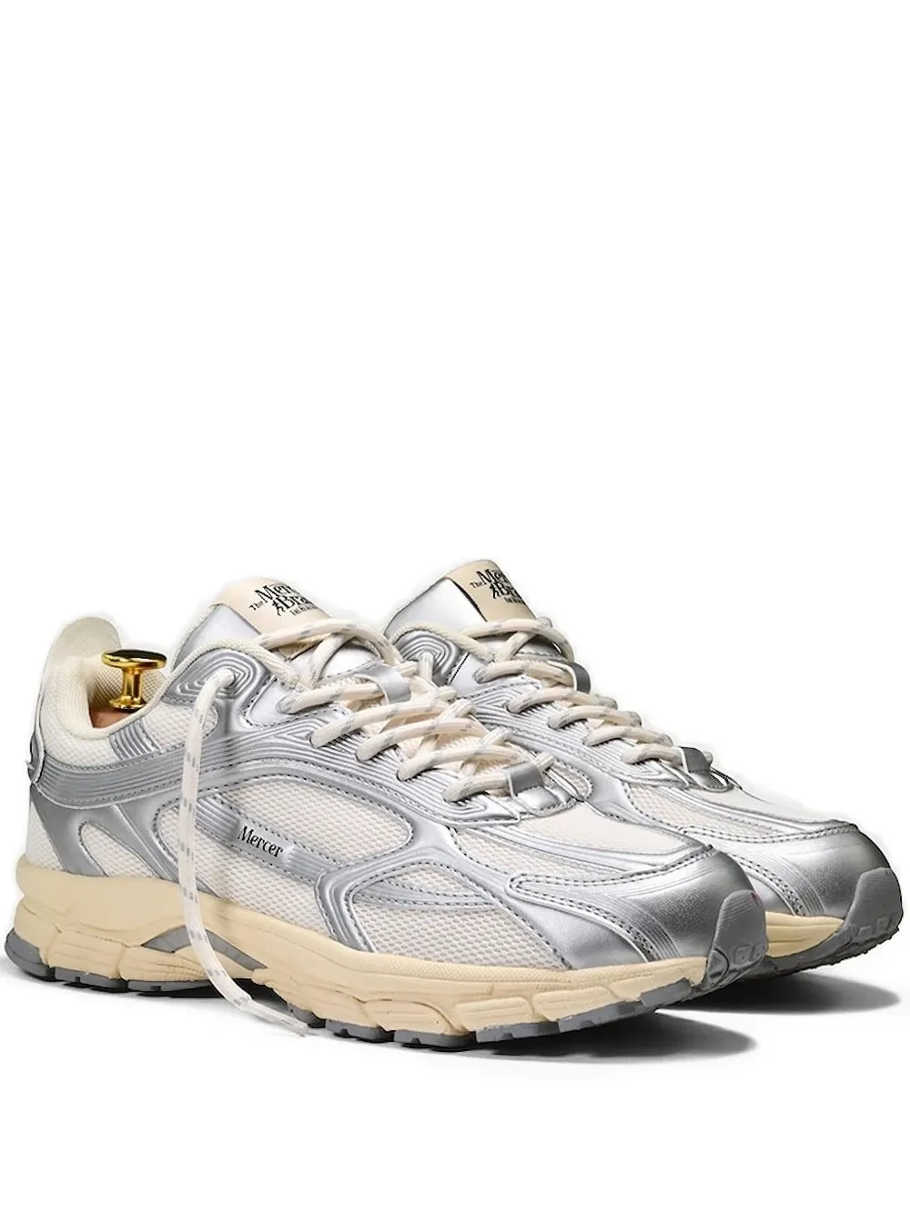 The Mercer Brand Metallic leren hardloopschoenen Wit