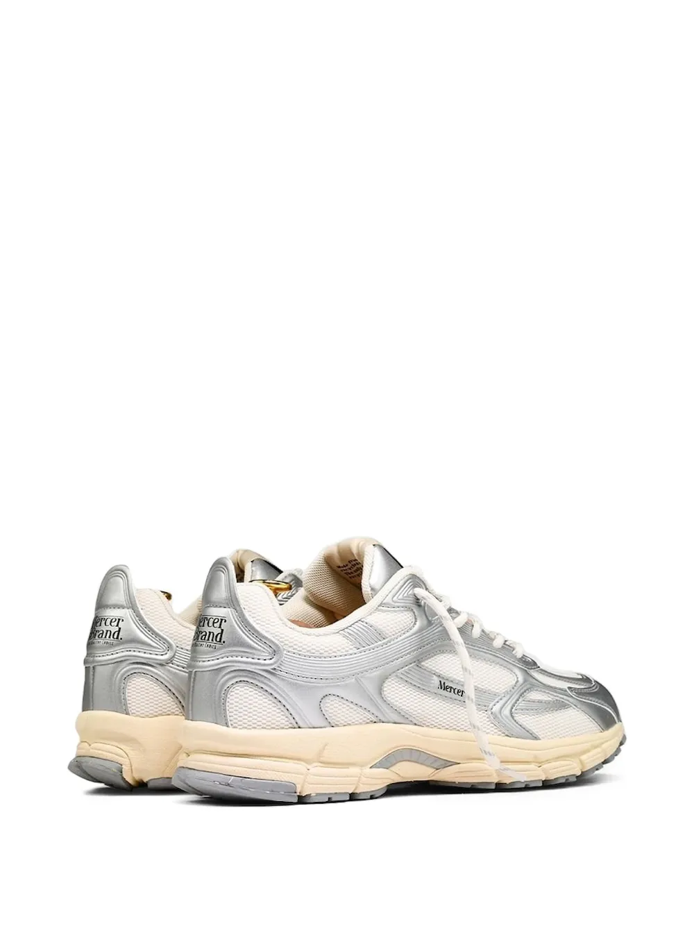 The Mercer Brand Metallic leren hardloopschoenen Wit