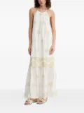 SIMONA CORSELLINI halter-neck palm-print maxi dress - White