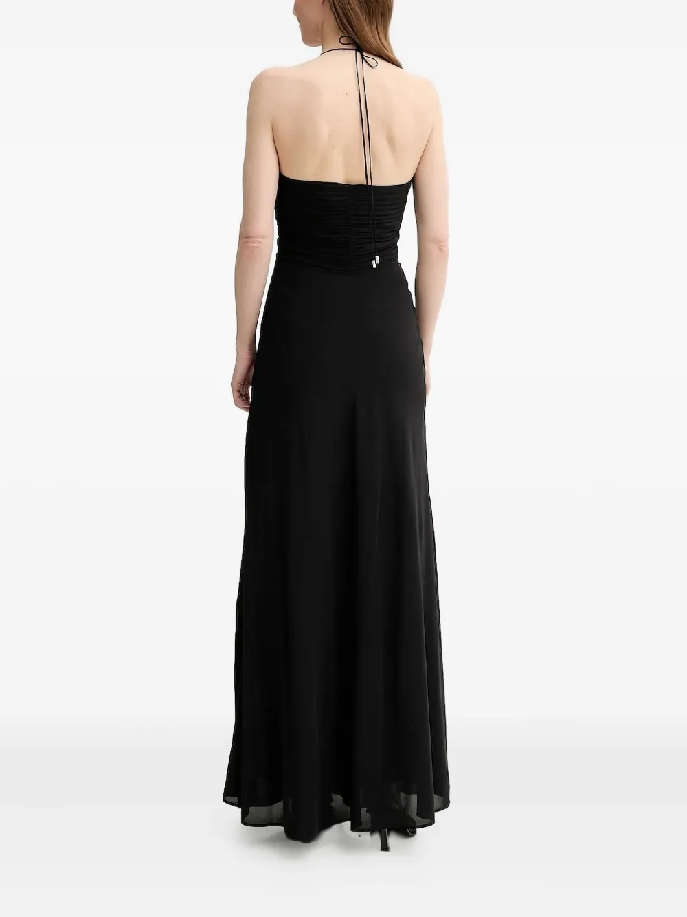 The Kooples V-neck ruffled maxi dress Zwart