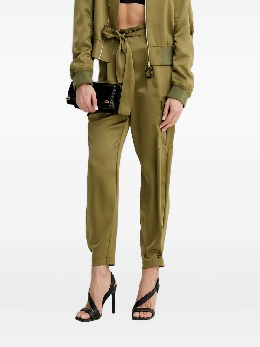 Simona Corsellini Belted Cargo Trousers In Green