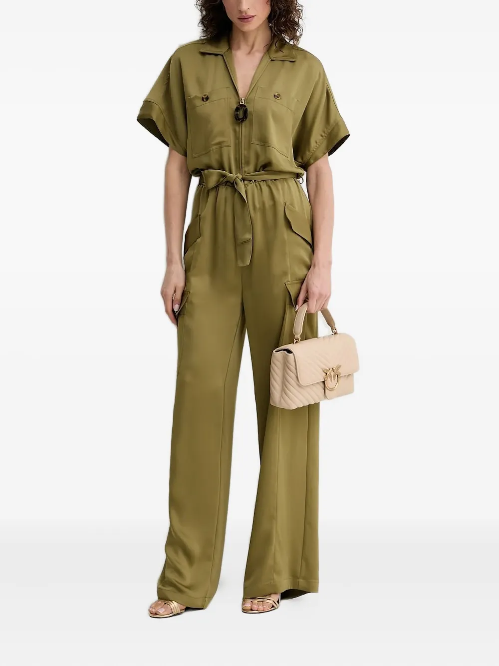 SIMONA CORSELLINI zip-fastening pocket jumpsuit - グリーン SIMONA CORSELLINI zip-fastening pocket jumpsuit - グリーン