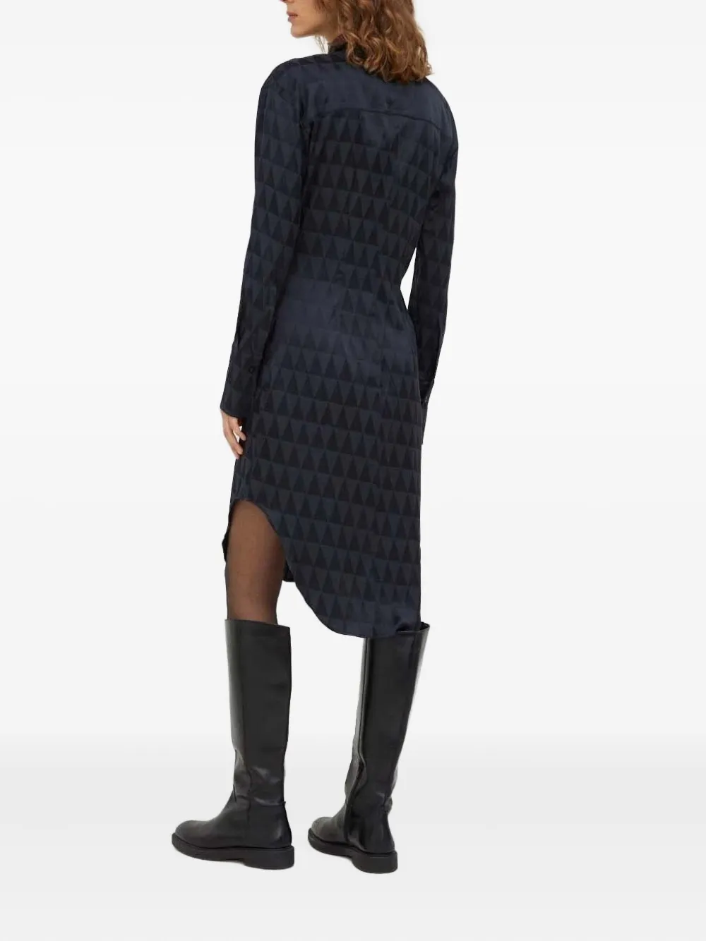 Tiger of Sweden geometric-print shirt midi dress - Zwart