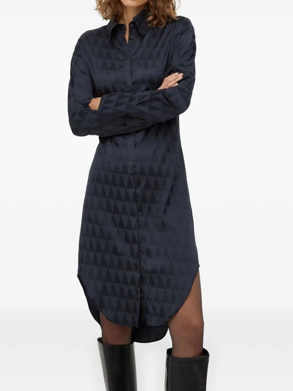 Tiger of Sweden Midi-blousejurk met geometrische print Zwart