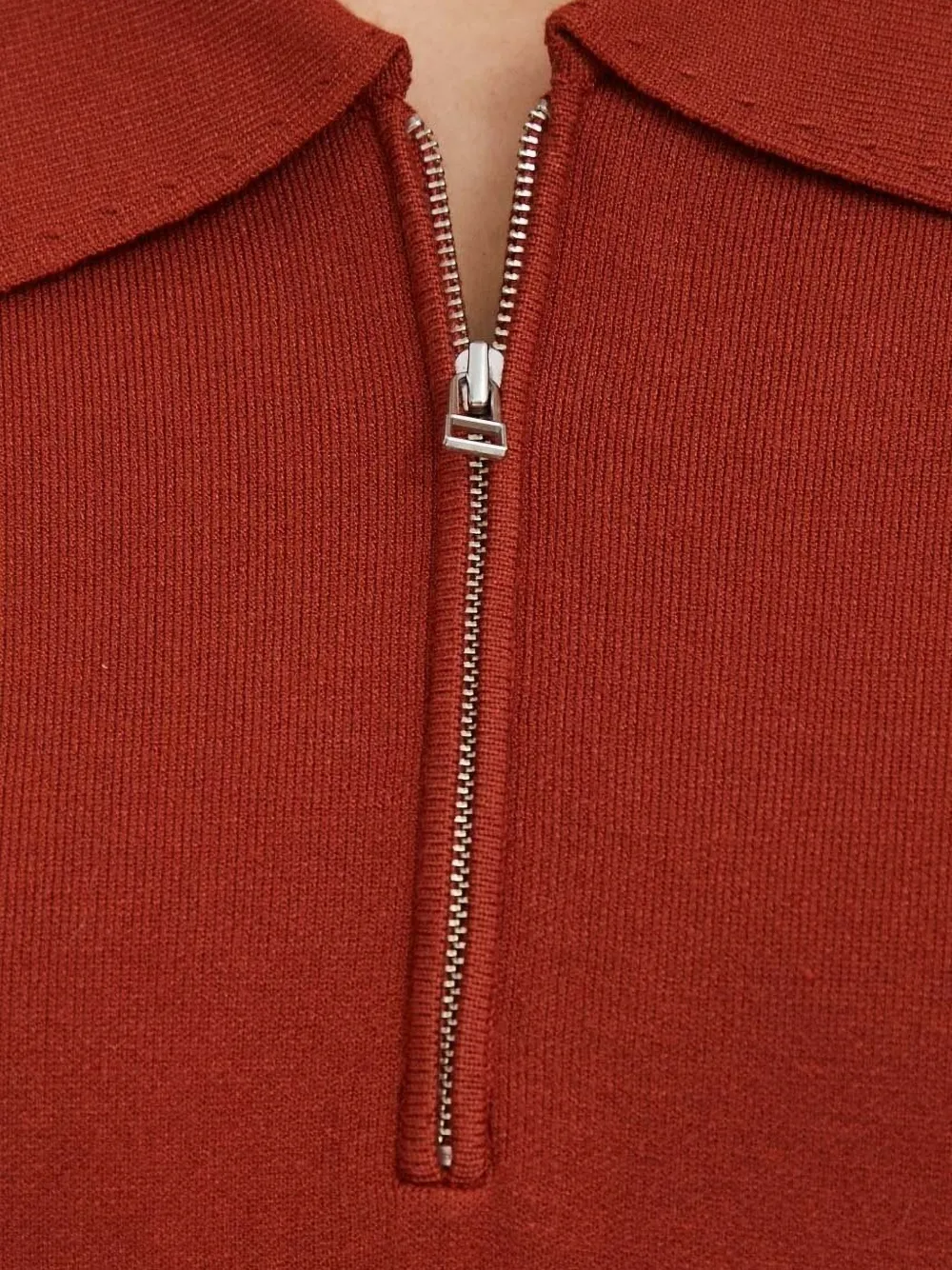 Tiger Of Sweden Ariia Zip-front Polo Top In Brown