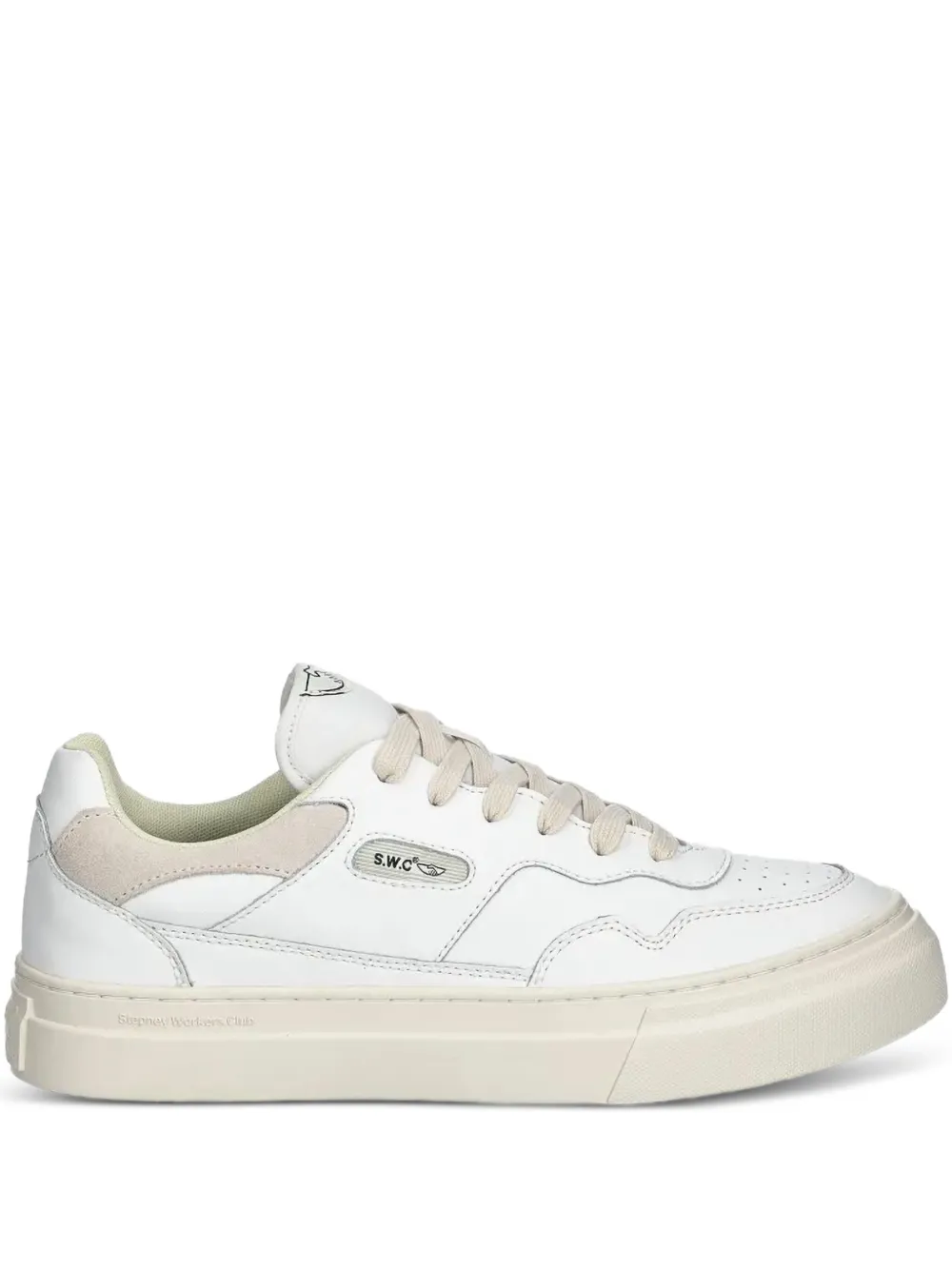 Stepney Workers Club leather lace-up sneakers | White | Image 1