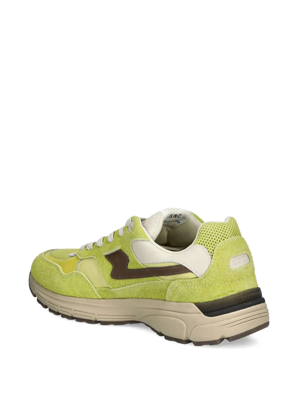 Stepney Workers Club Suede-panelled Running Shoes In Green
