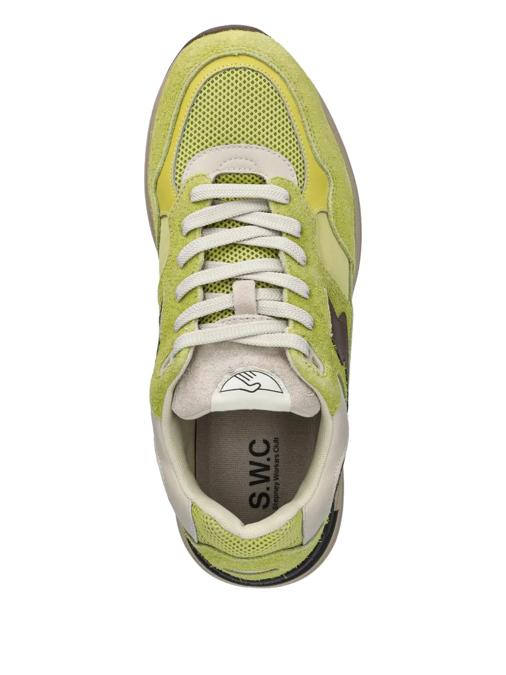 Stepney Workers Club Suede-panelled Running Shoes In Green