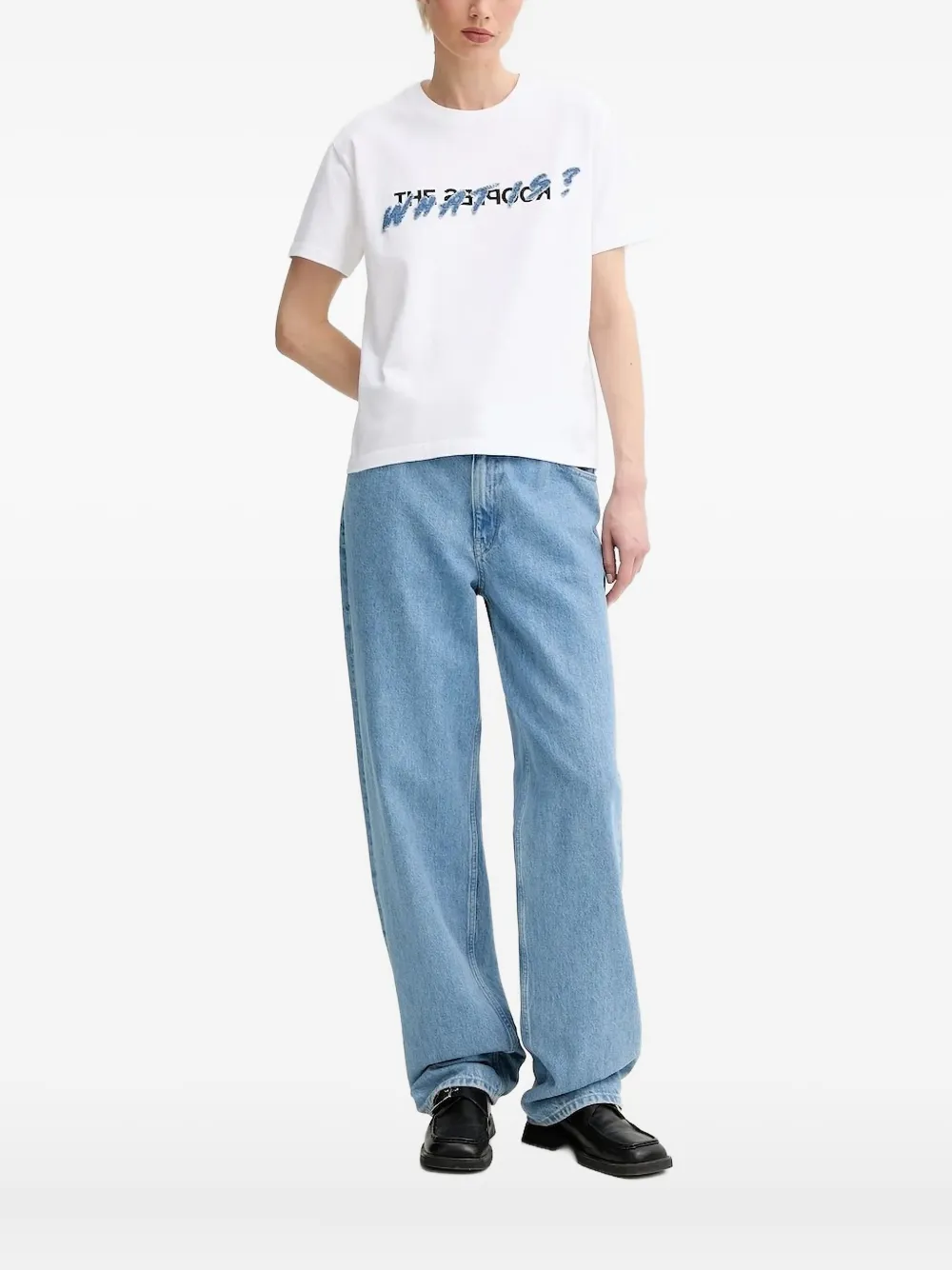 The Kooples denim-detail logoT-shirt | White | Image 1