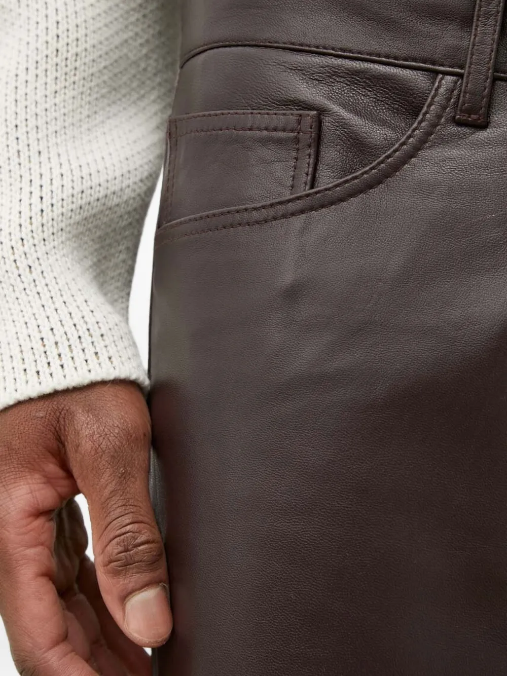 Tiger Of Sweden Alec Leather Trousers In Gold