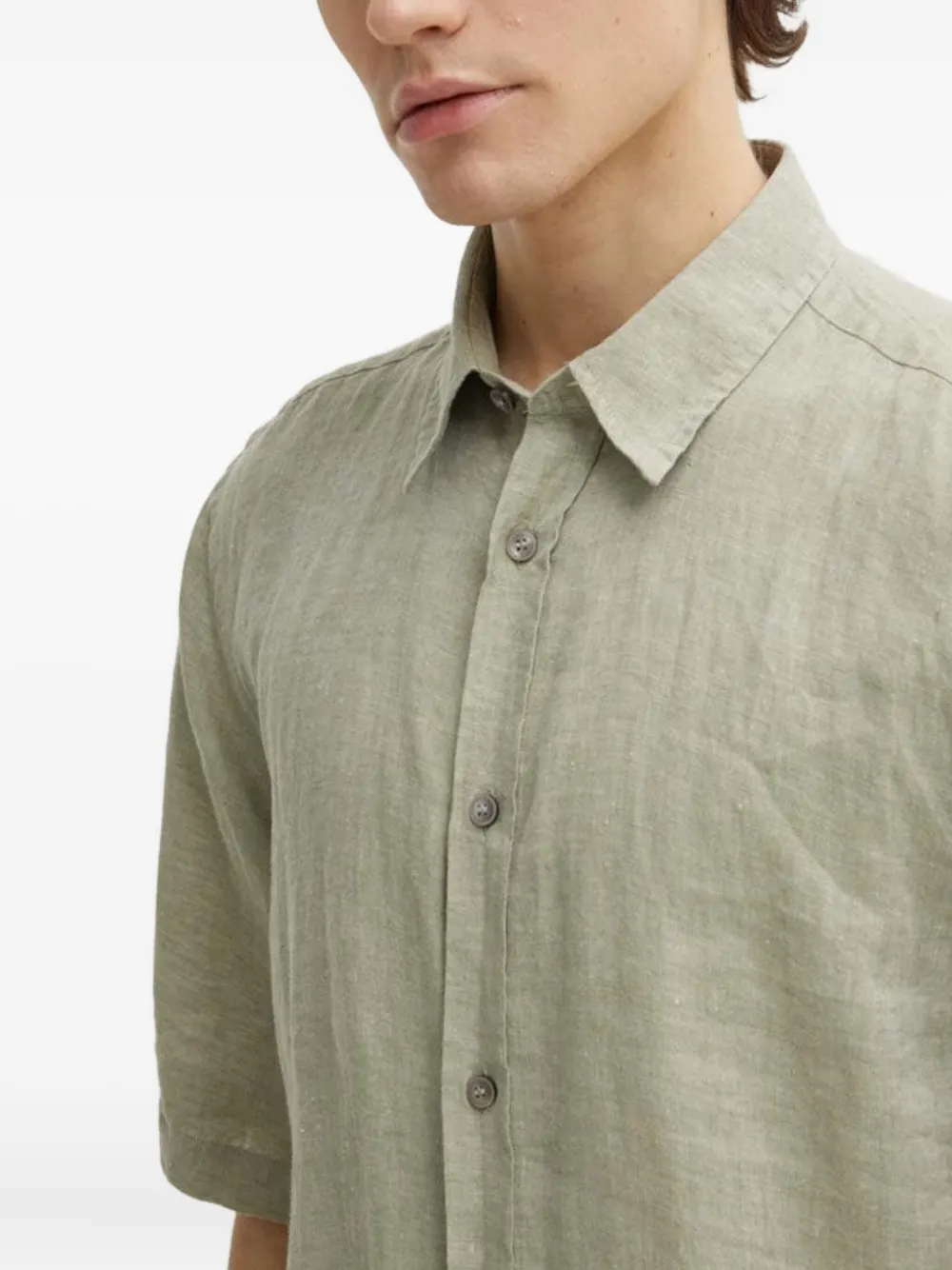 Tiger Of Sweden Short-sleeve Linen Shirt In Green