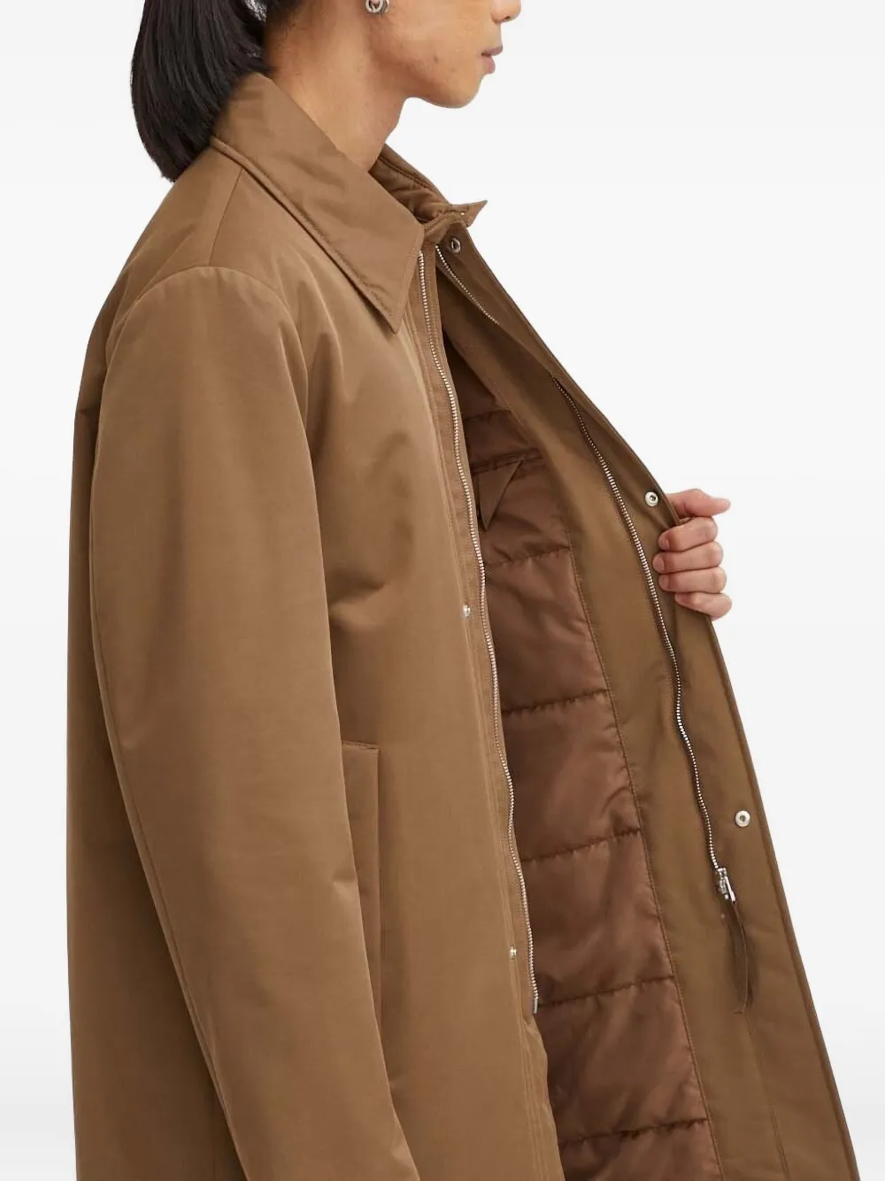 Tiger Of Sweden Zip-front Puffer Coat In Brown