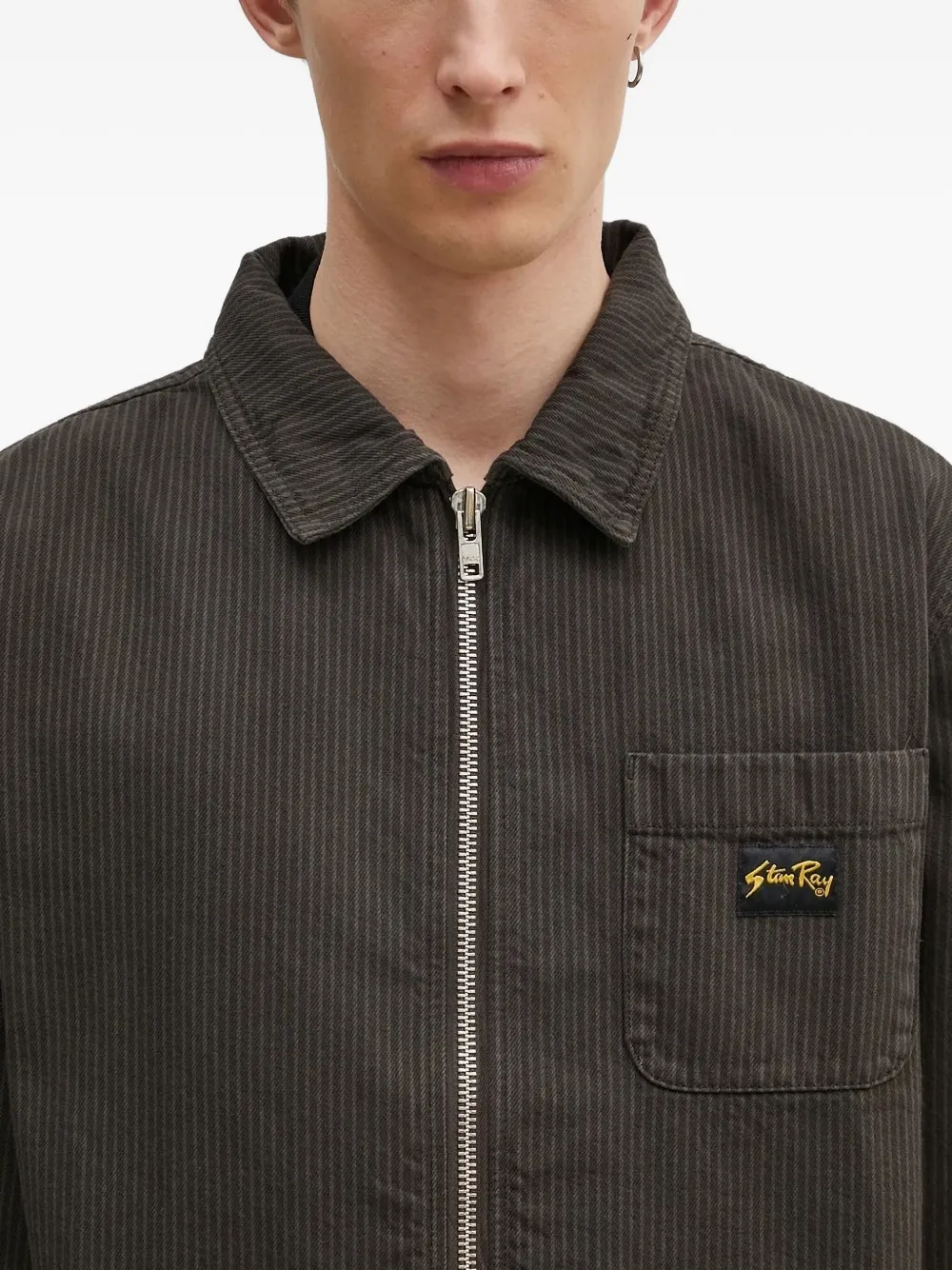 Stan Ray Pinstripe Zip-front Jacket In Green