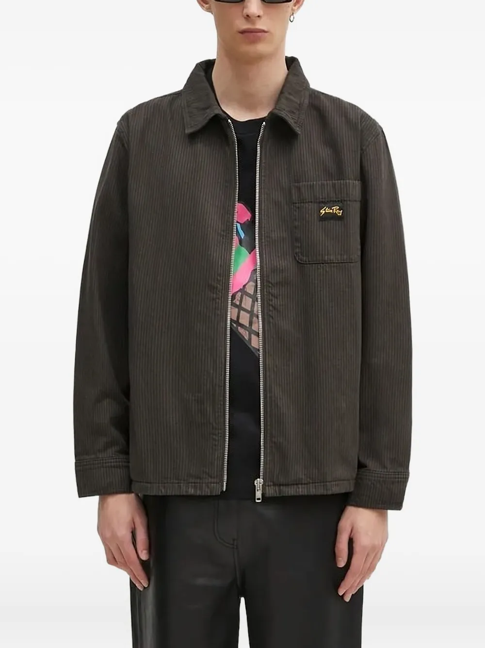 stan ray pinstripe zip-front jacket | Green | Image 1