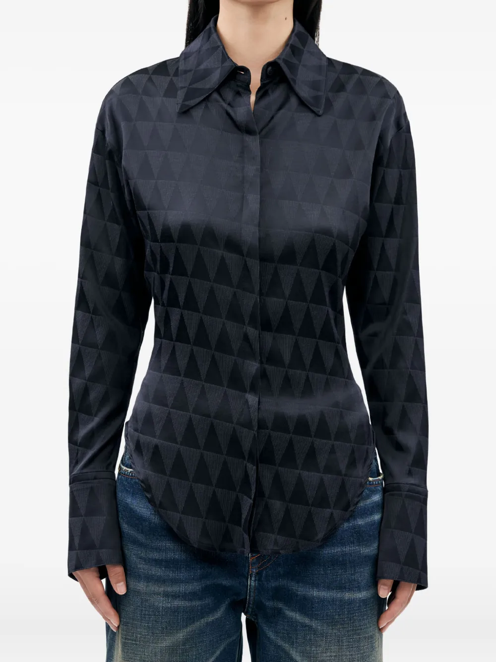 Tiger Of Sweden Geometric-pattern Shirt In Blue