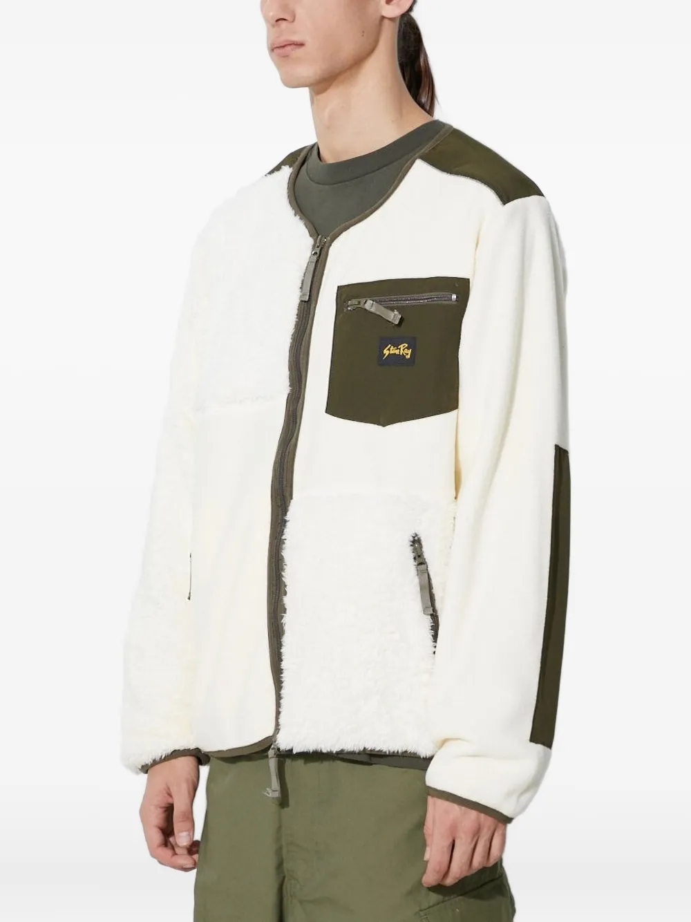 Stan ray Fleece trui met vlakken en rits - Beige
