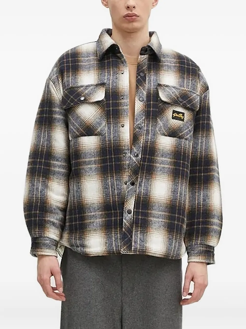 stan ray plaid-pattern shirt jacket | Blue | Image 1