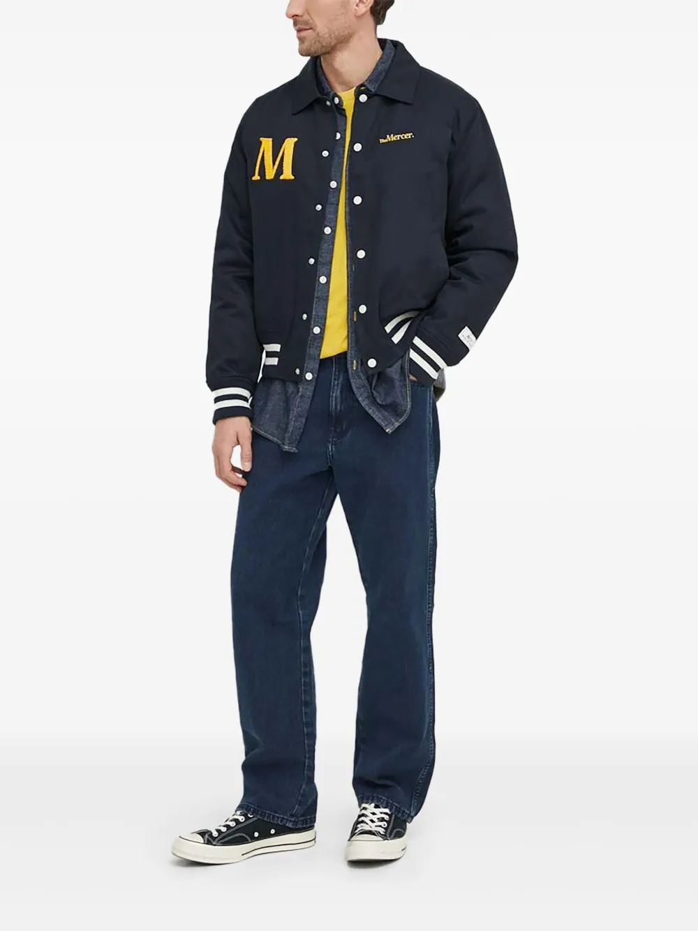 The Mercer Brand The Varsity Polo M-letter bomber jacket | Blue | Image 1