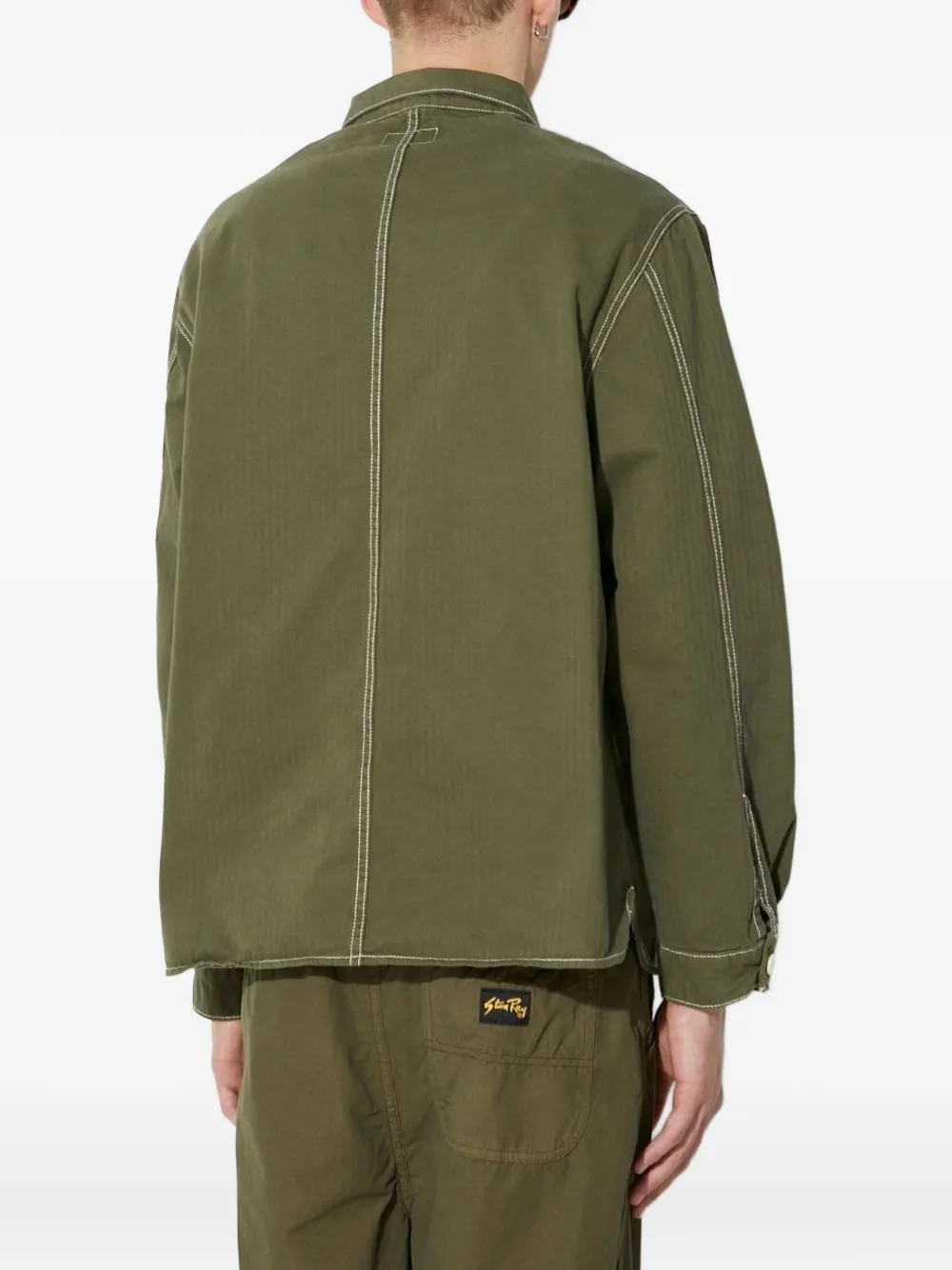  Stan Ray Contrast-stitch Half-buttoned Shirt - Green 