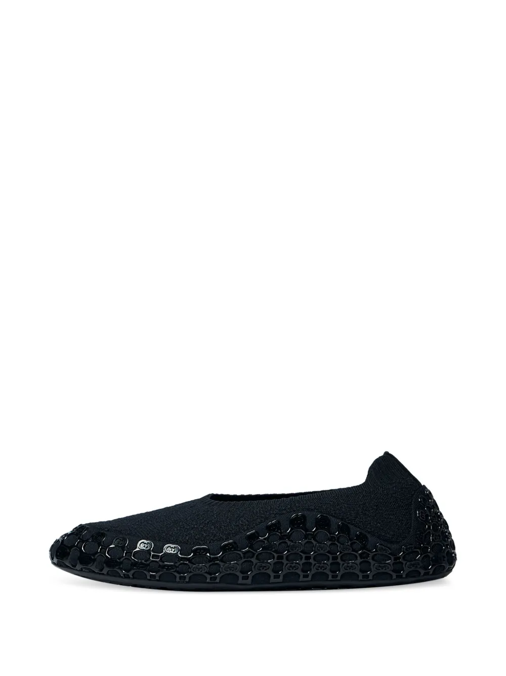 Gucci Slippers met logopatroon en platte zool Zwart