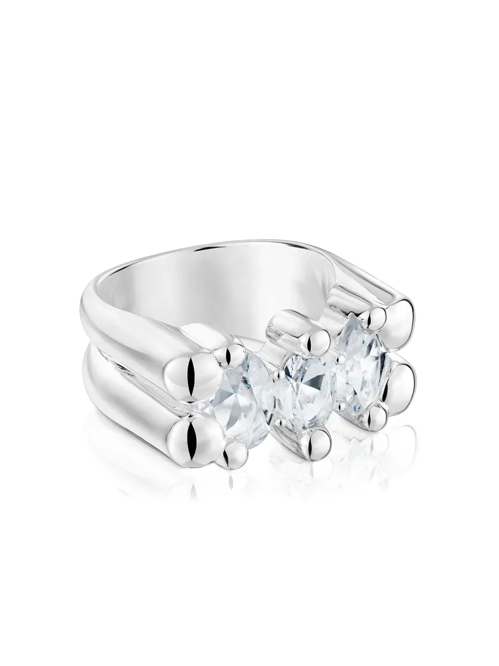 TOUS Anello cilindrico con tre pietre - Argento