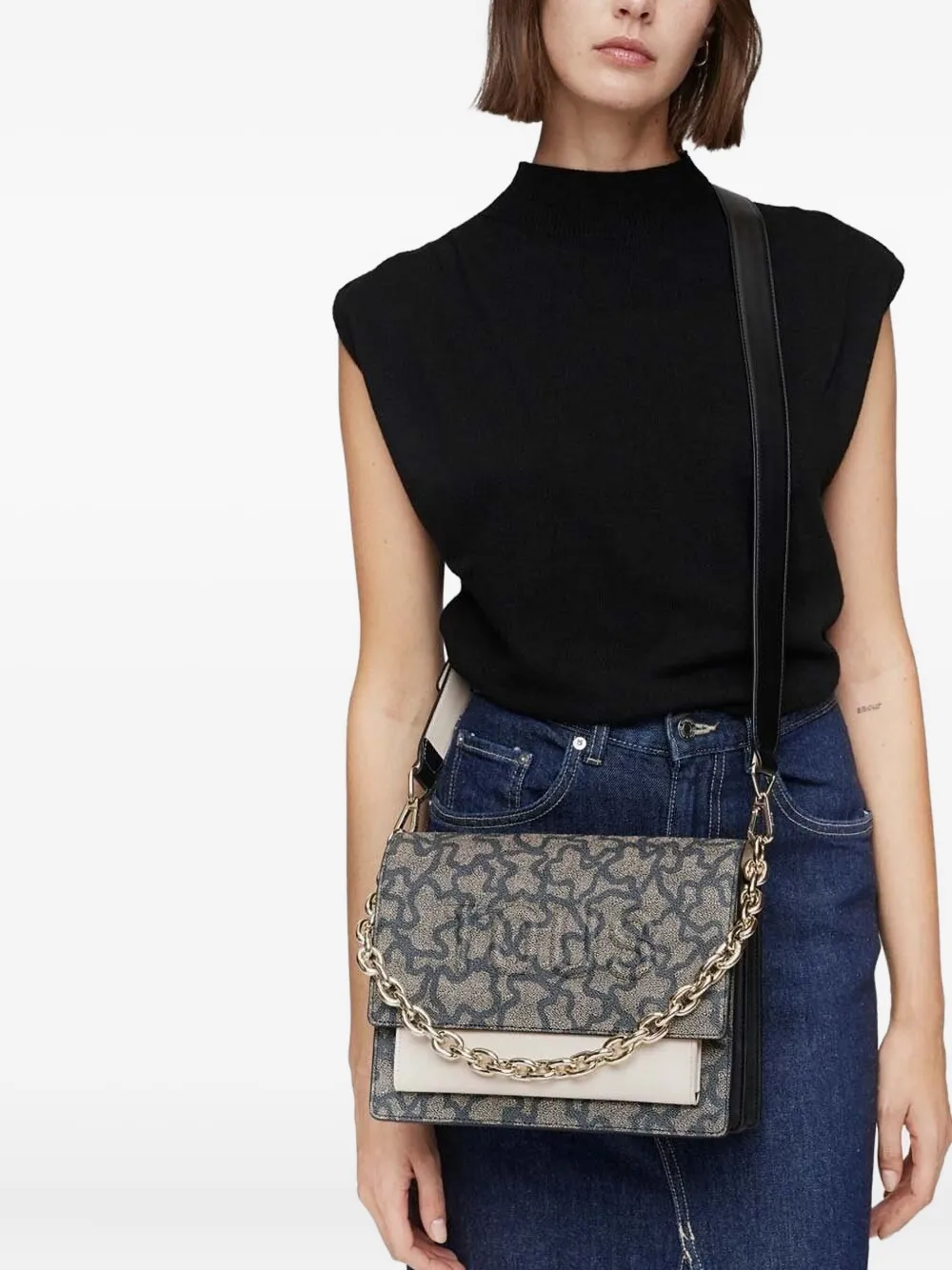 Tous Embossed Logo Cross Body Bag In Black