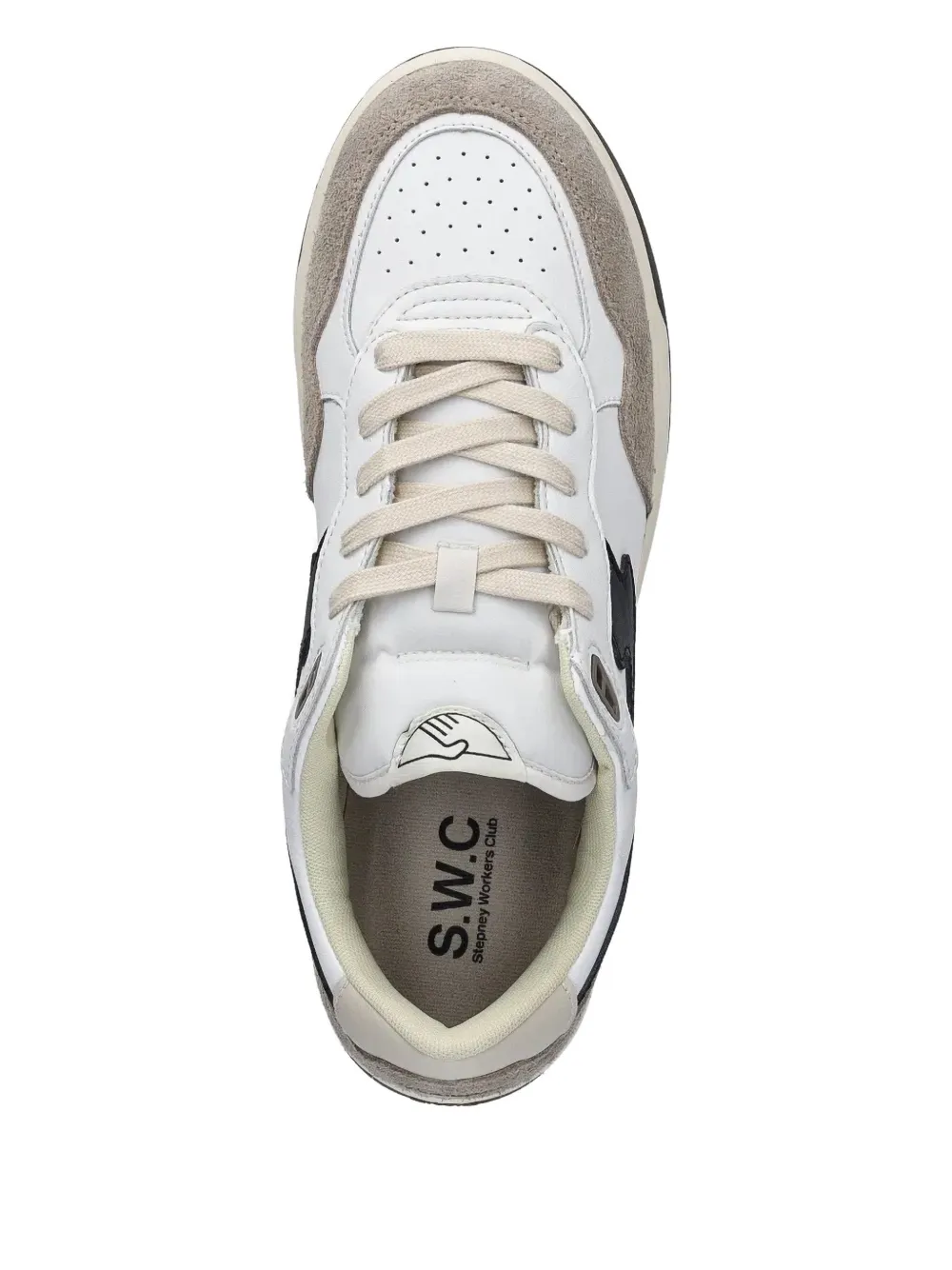Stepney Workers Club Suede-panelled Low-top Sneakers In White