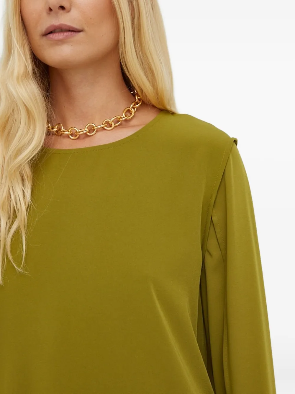 Tiger of Sweden Blouse met ronde hals en lange mouwen Groen