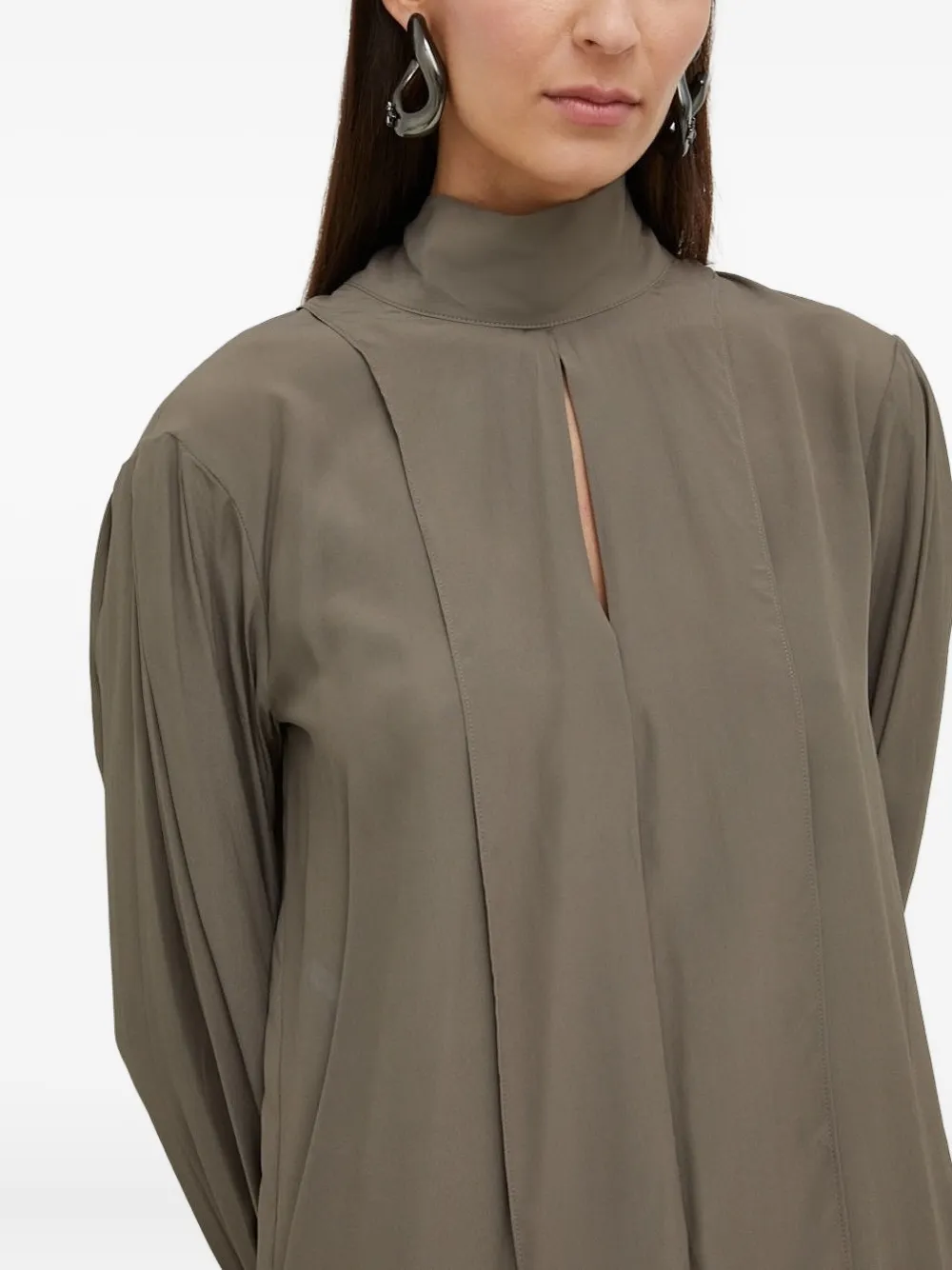 Tiger of Sweden Luceh geplooide blouse met hoge hals Grijs
