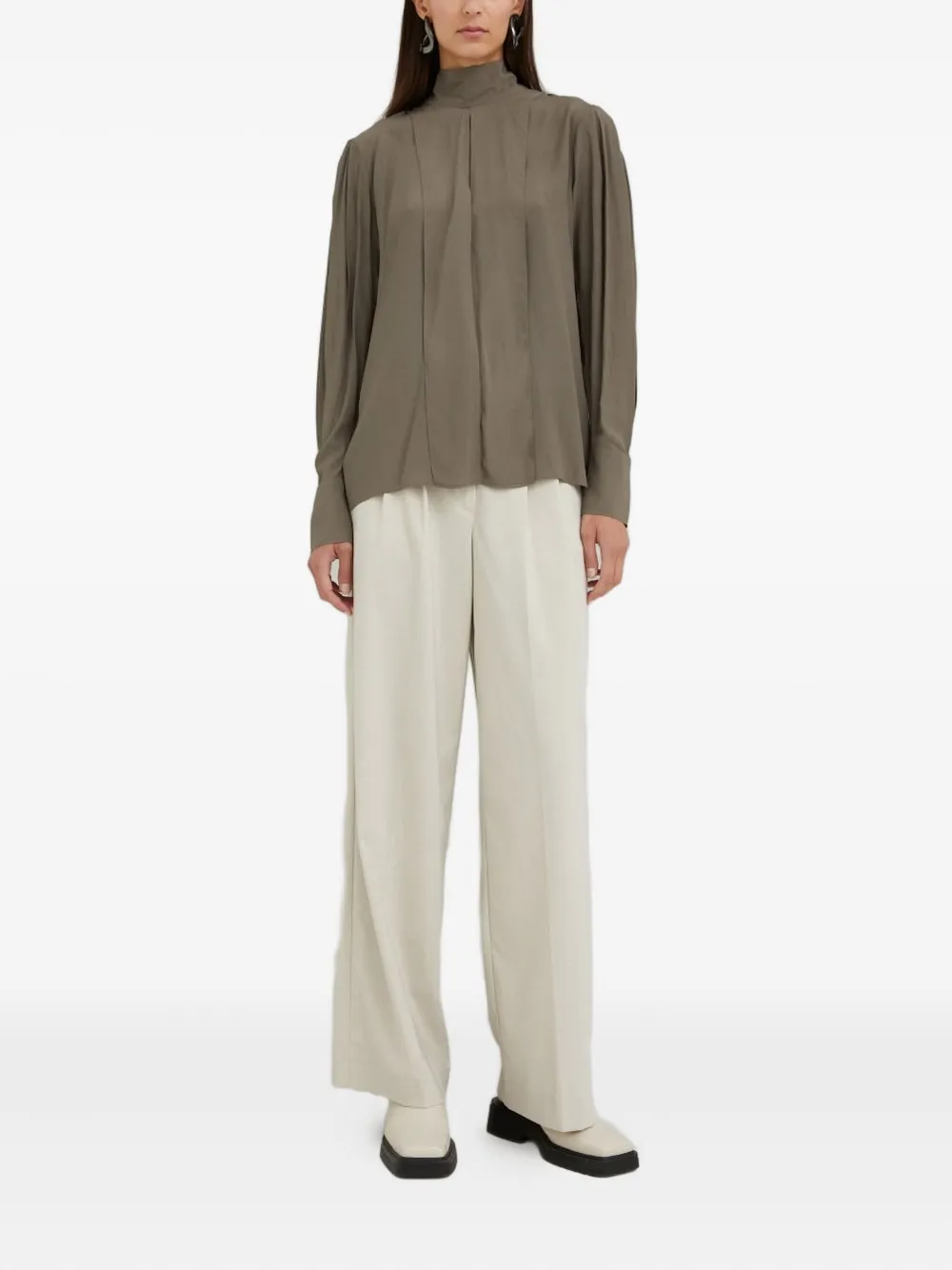Tiger of Sweden Luceh geplooide blouse met hoge hals - Grijs