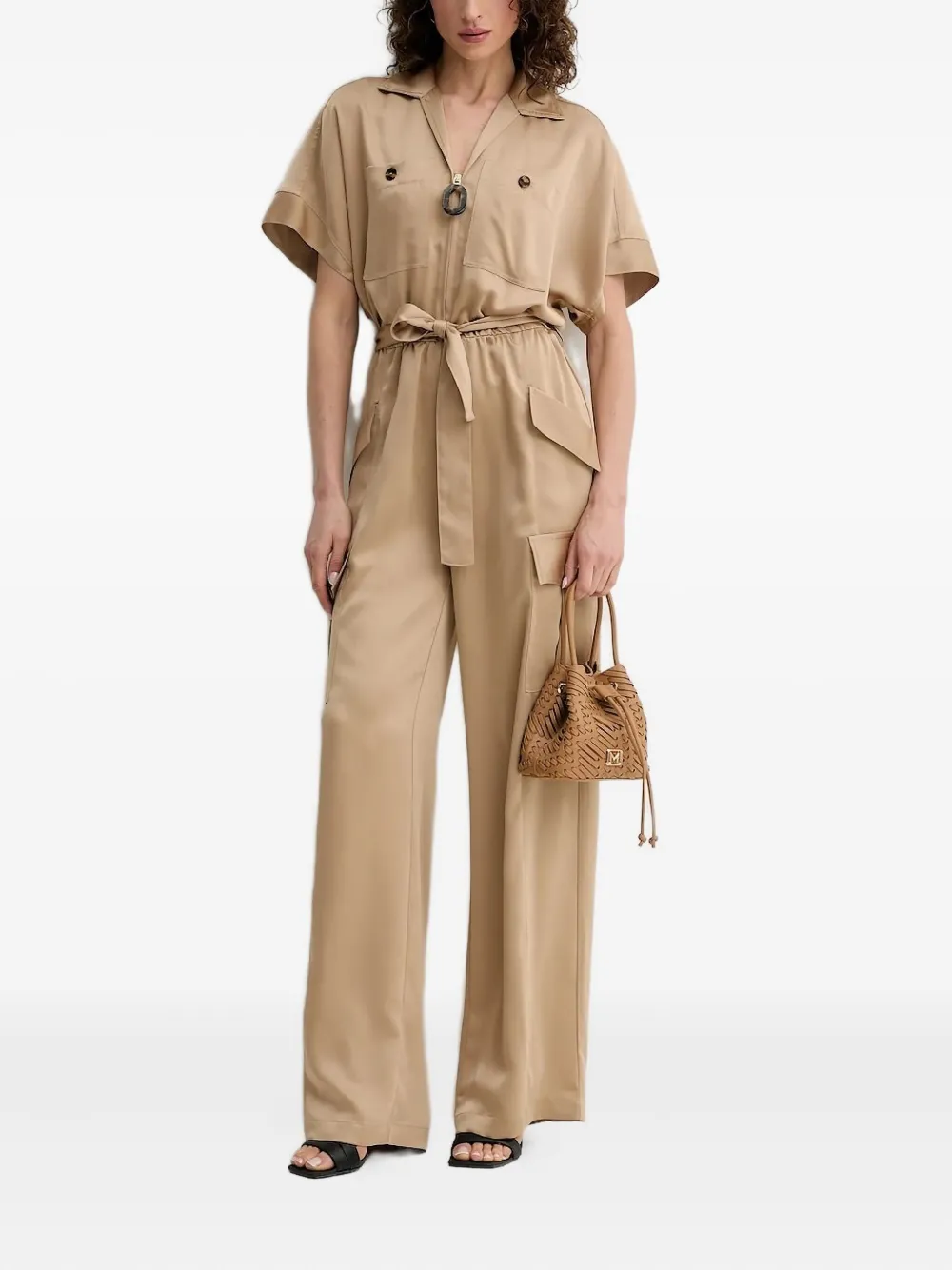 SIMONA CORSELLINI belted jumpsuit - ニュートラル SIMONA CORSELLINI belted jumpsuit - ニュートラル