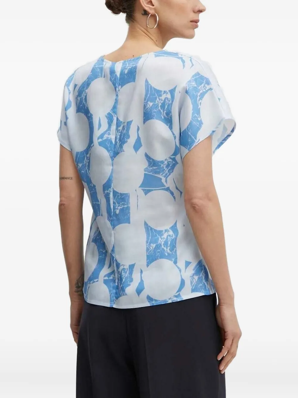 Tiger Of Sweden Abstract-print Short-sleeved Blouse In Blue
