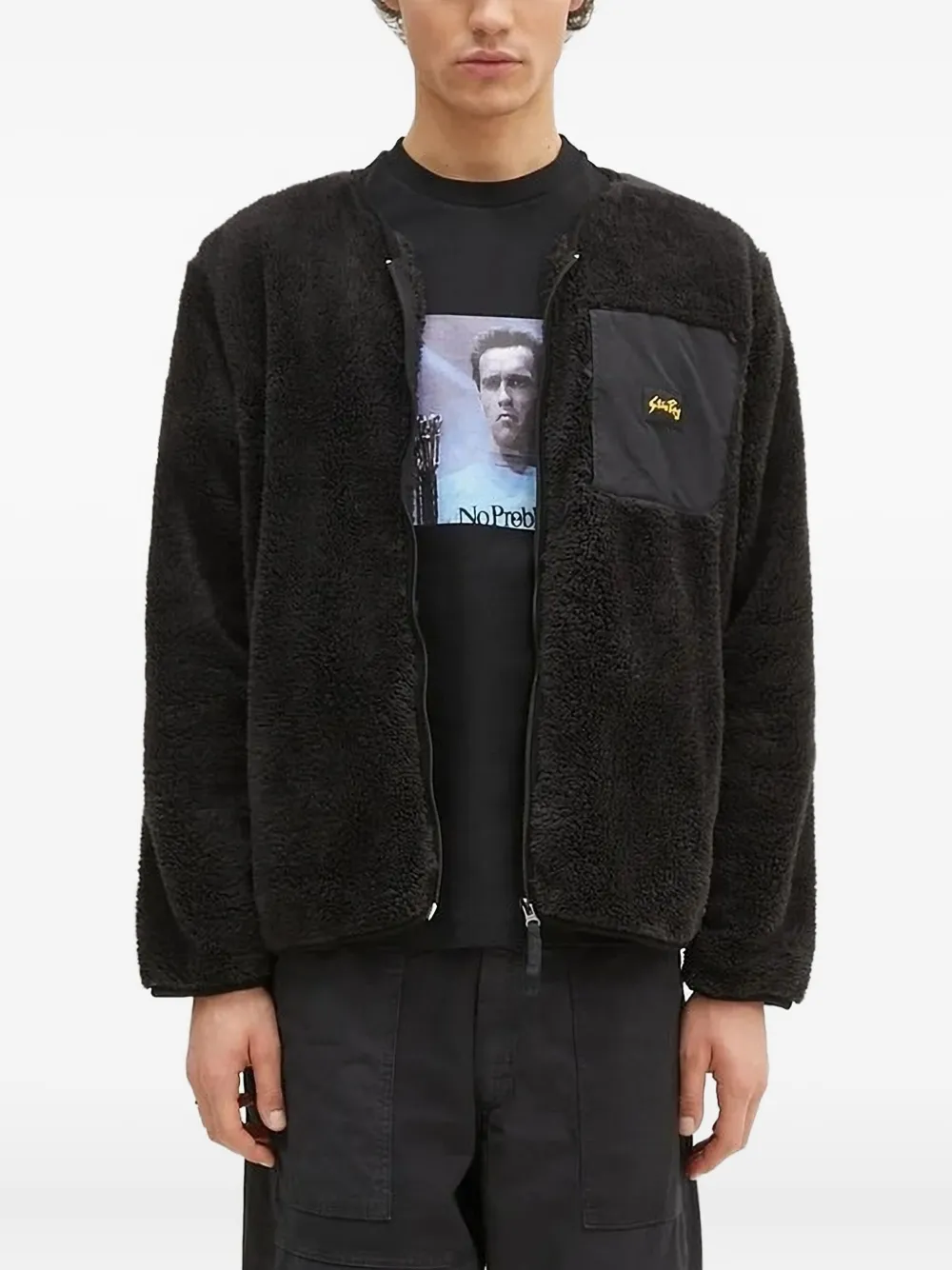 stan ray fleece panelled jacket | Black | Image 1