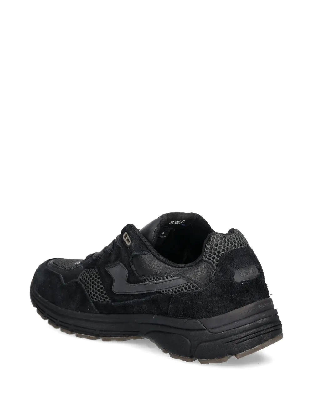 Stepney Workers Club Mesh-panelled Lace-up Sneakers In Black