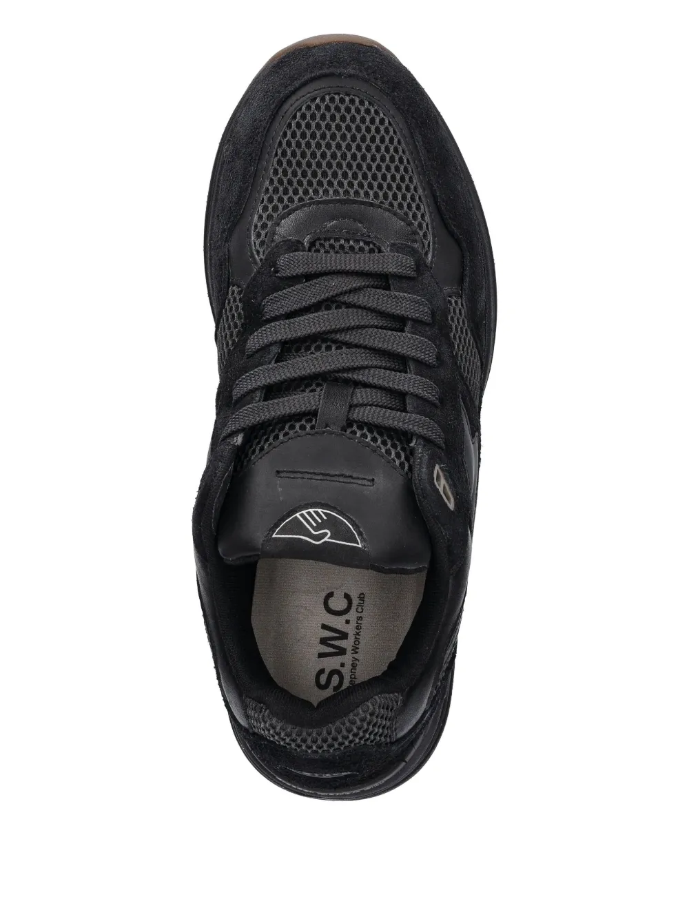 Stepney Workers Club Mesh-panelled Lace-up Sneakers In Black
