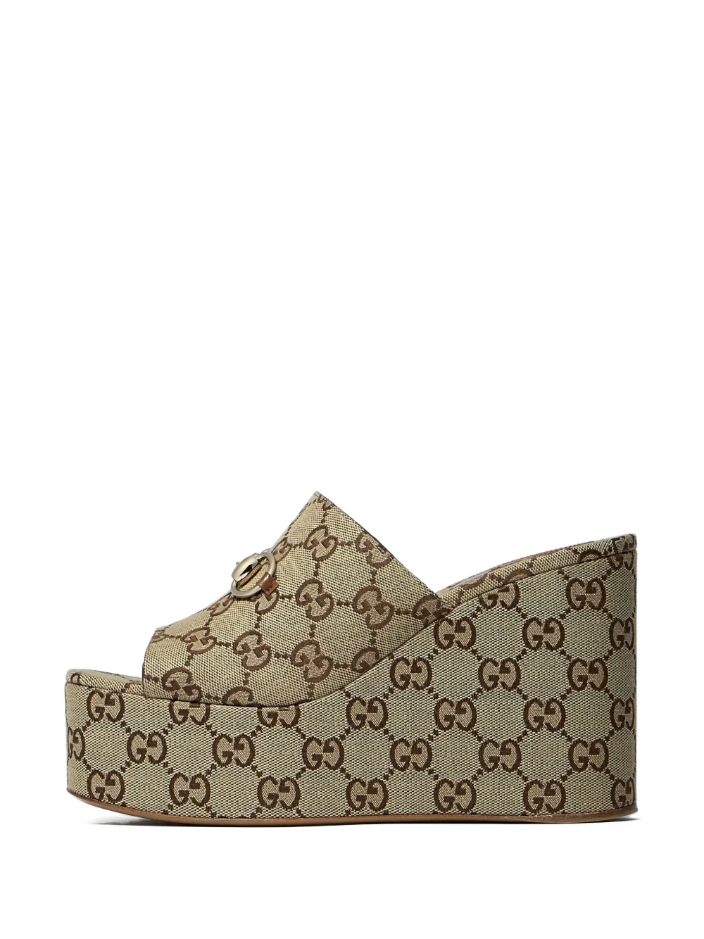Gucci 105 mm Horsebit sandalen met sleehak Beige