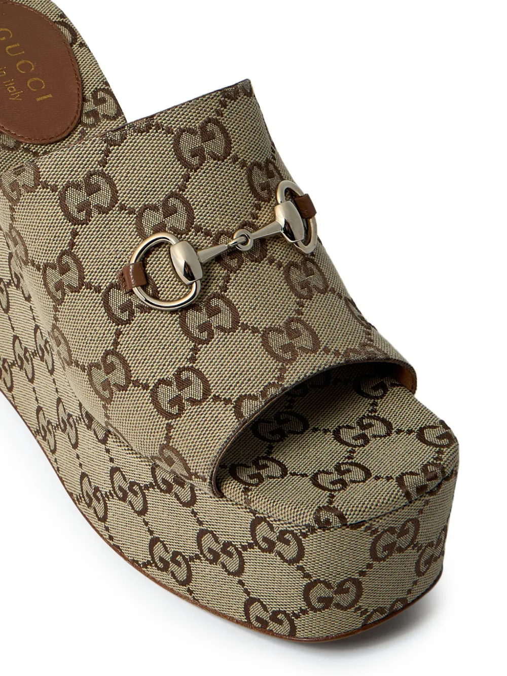 Gucci 105 mm Horsebit sandalen met sleehak Beige