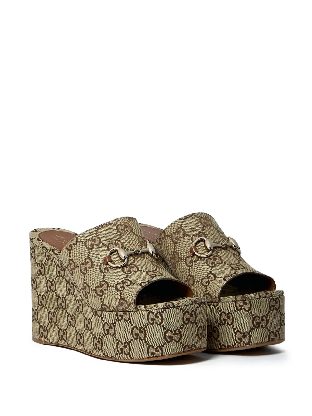 Gucci 105 mm Horsebit sandalen met sleehak Beige