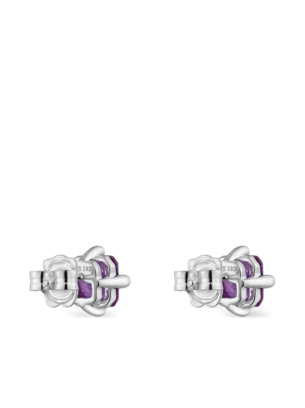  Tous Bear Lgg Amethyst Square-cut Earrings - Silver 