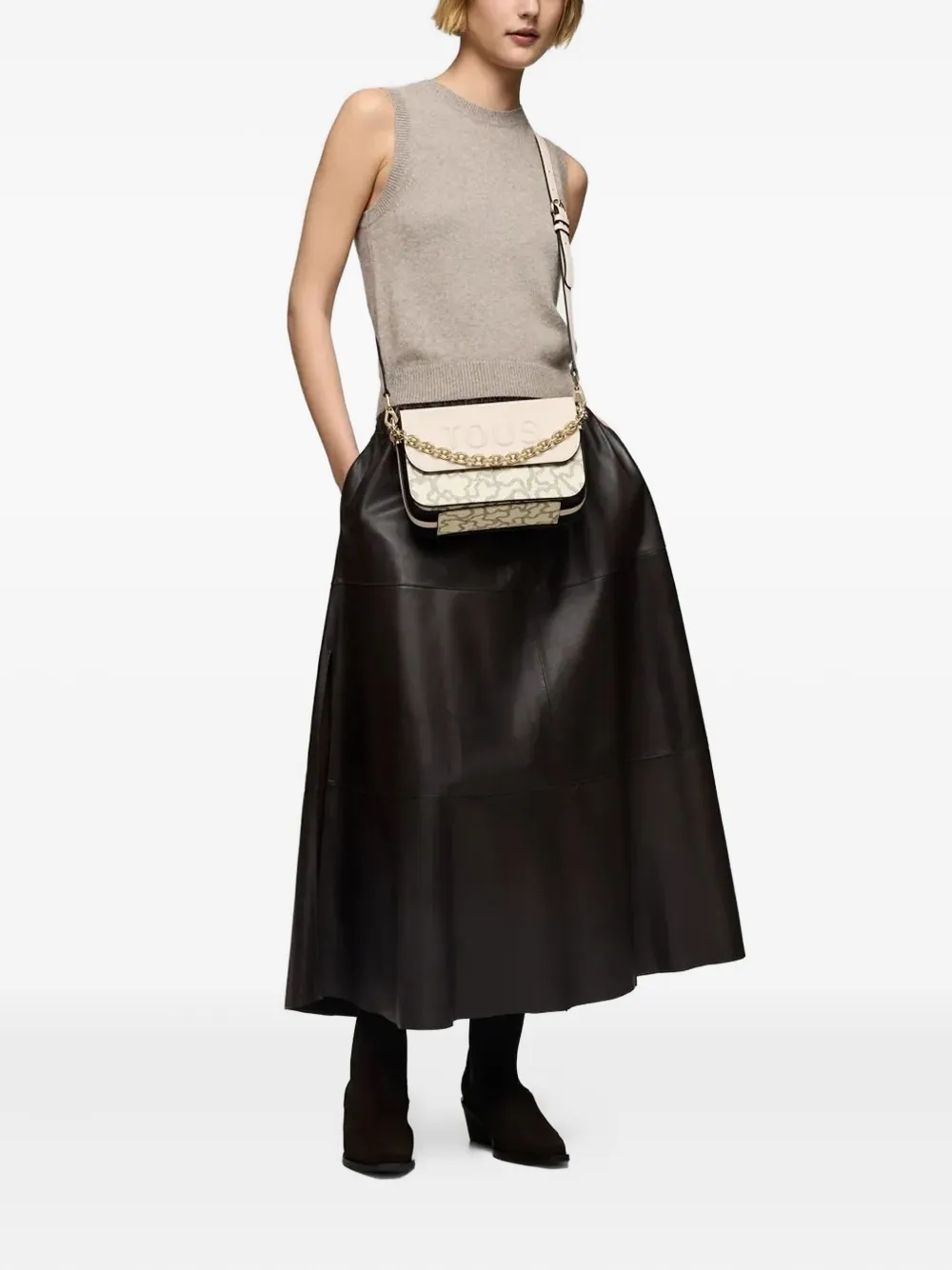 Tous Kaos Icon Embossed-logo Chain-strap Cross-body Bag In Neutral