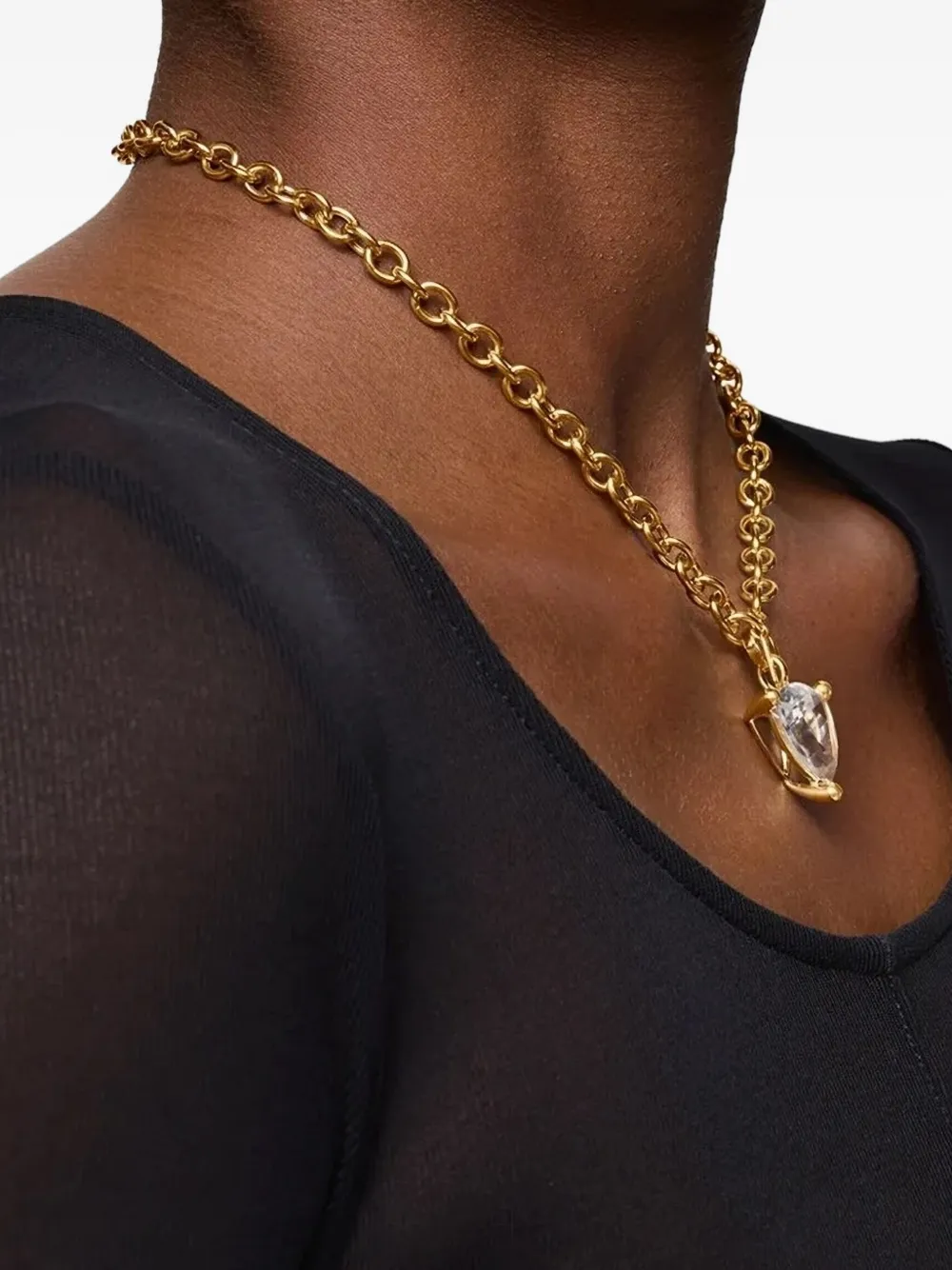 Gold-Tone Rock Crystal Pendant