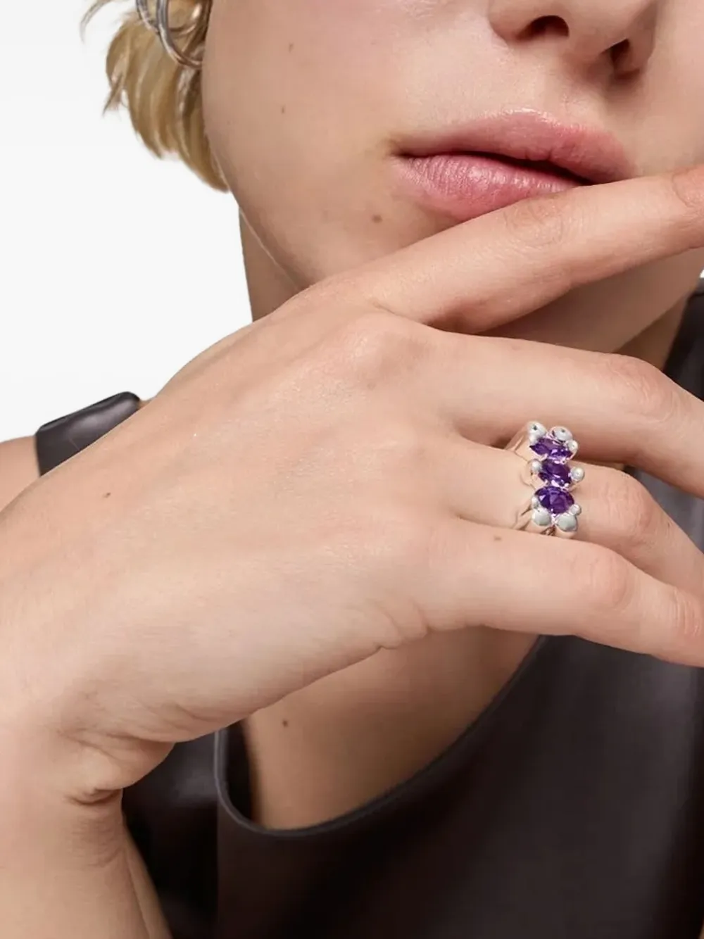 TOUS Bear LGG ring met in het laboratorium gekweekte saffier - Grijs