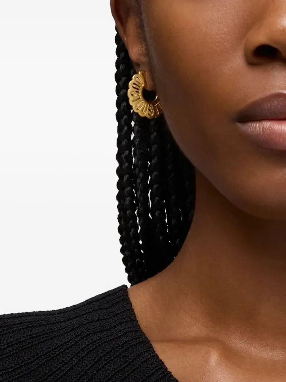 TOUS pleated-text logo hoop earrings - Goud