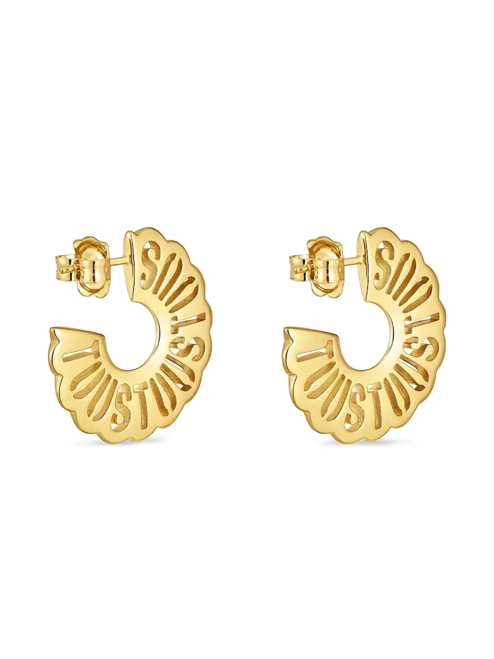 Pleated-Text Logo Hoop Earrings