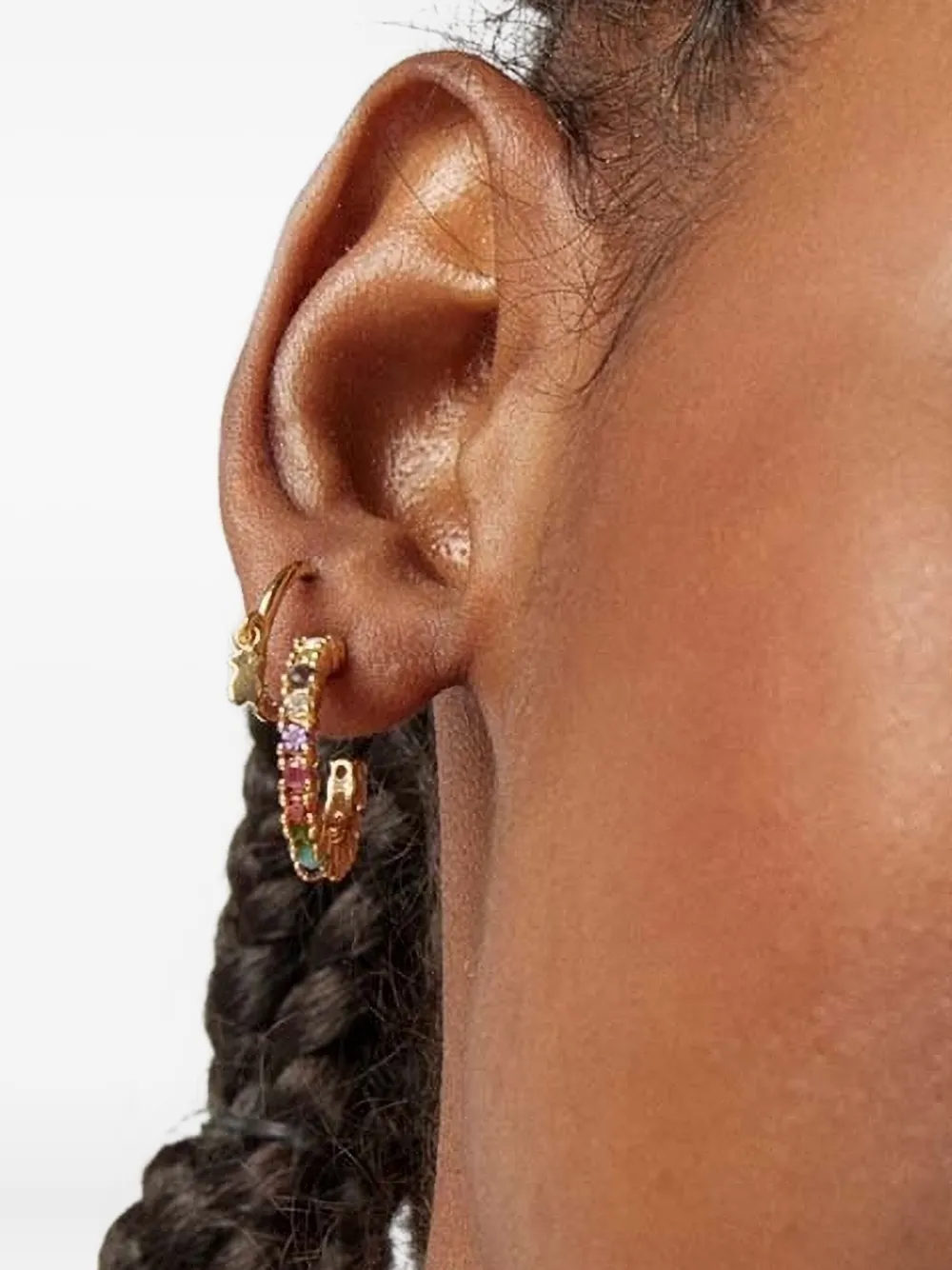 Tous Multi-gemstone Hoop Earrings In Gold