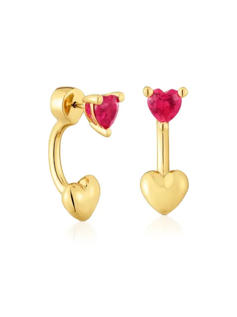 TOUS aretes en forma de corazón con rubí
