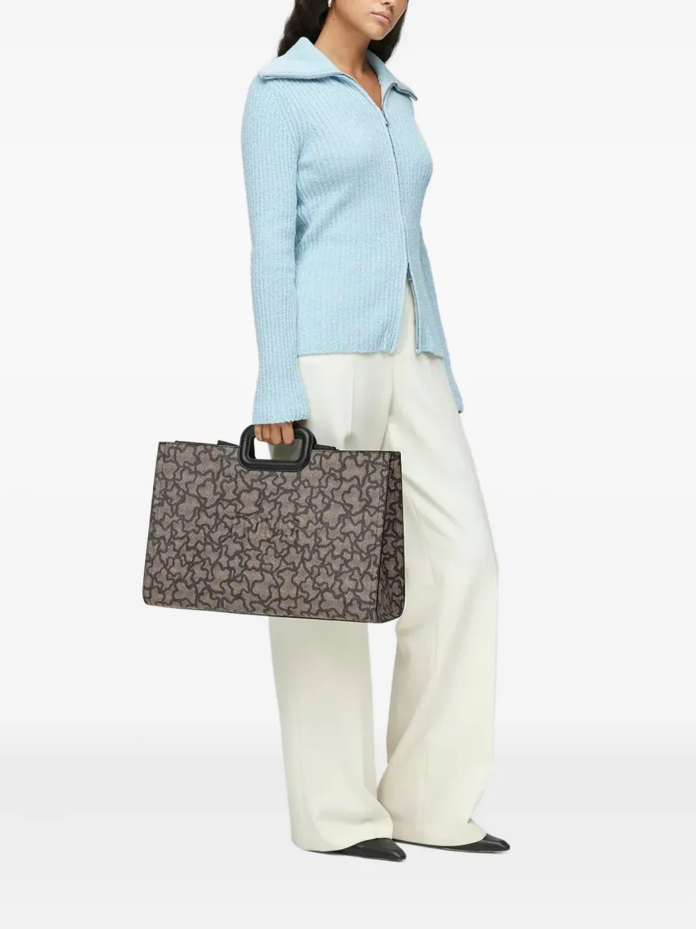 TOUS bear-print top-handle tote bag - Zwart
