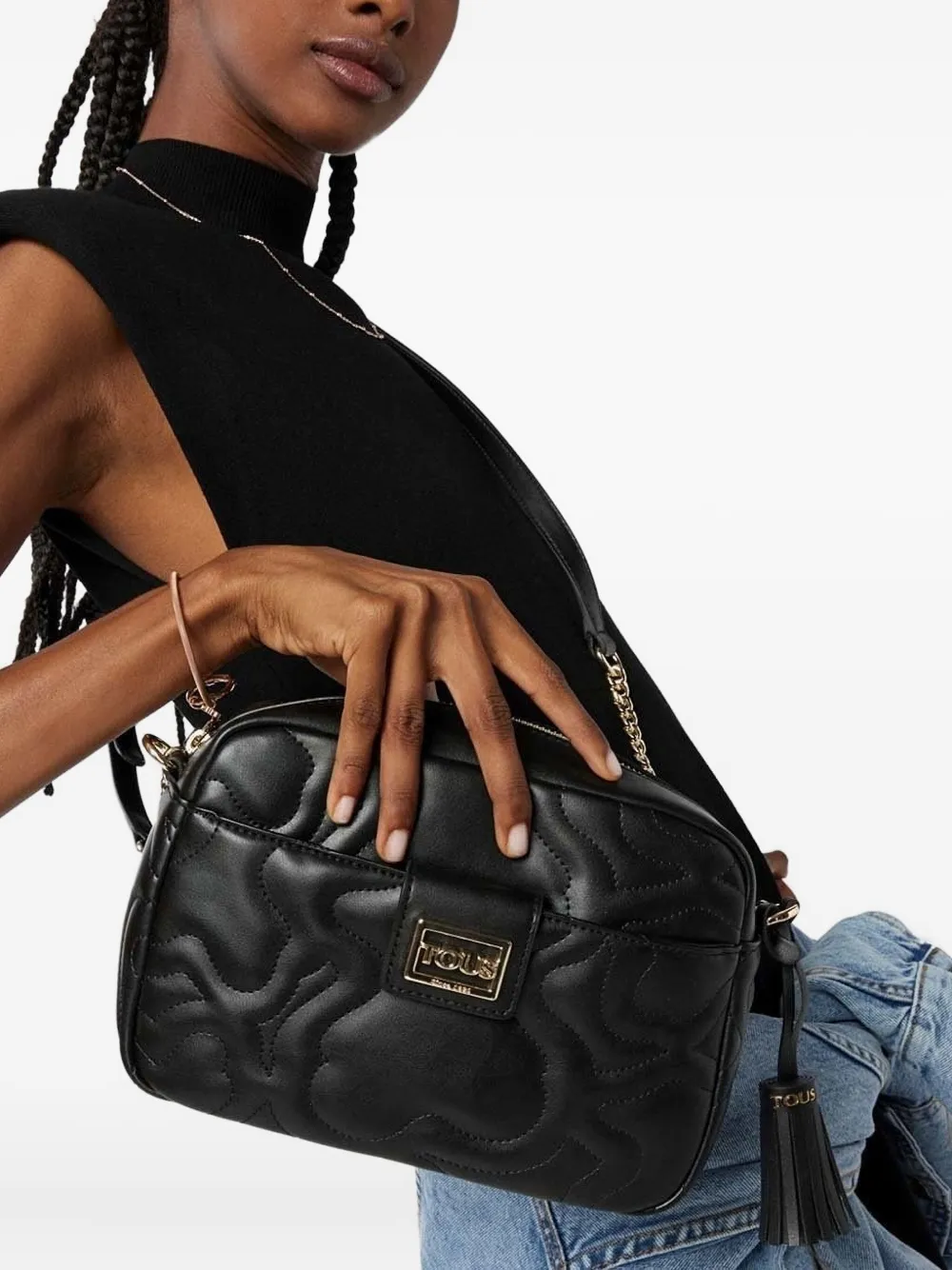 Tous Quilted Chain-strap Cross Body Bag In Black