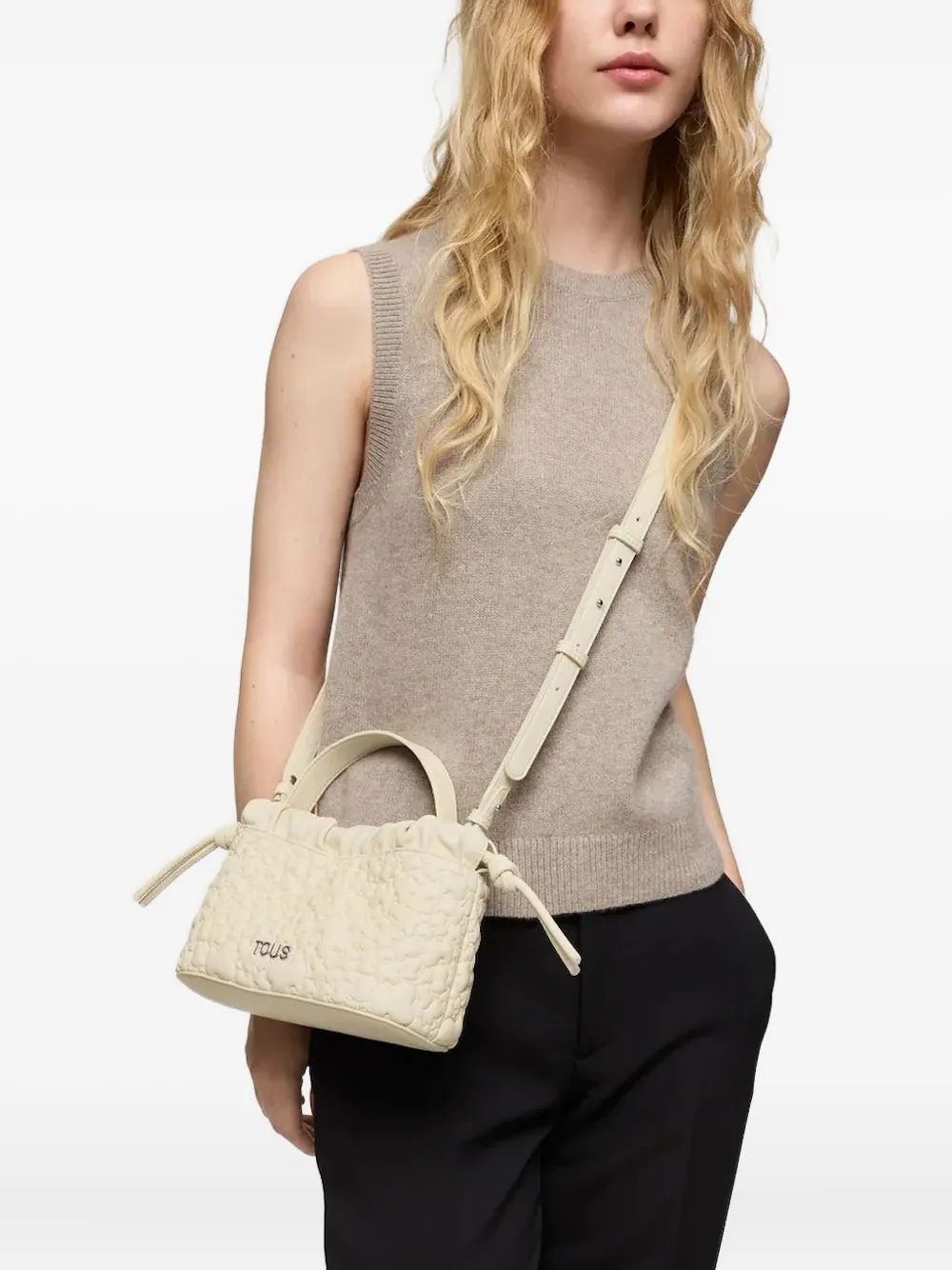 Tous Small Puffy Bear Shoulder Bag In Neutral